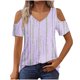thumbnail image 4 of Algodón Fuera Del Hombro Tops para las Mujeres Blusas de Impresión de Manga Corta Cuello en V Top de Moda, Blusa de Verano Casual, 4 of 7