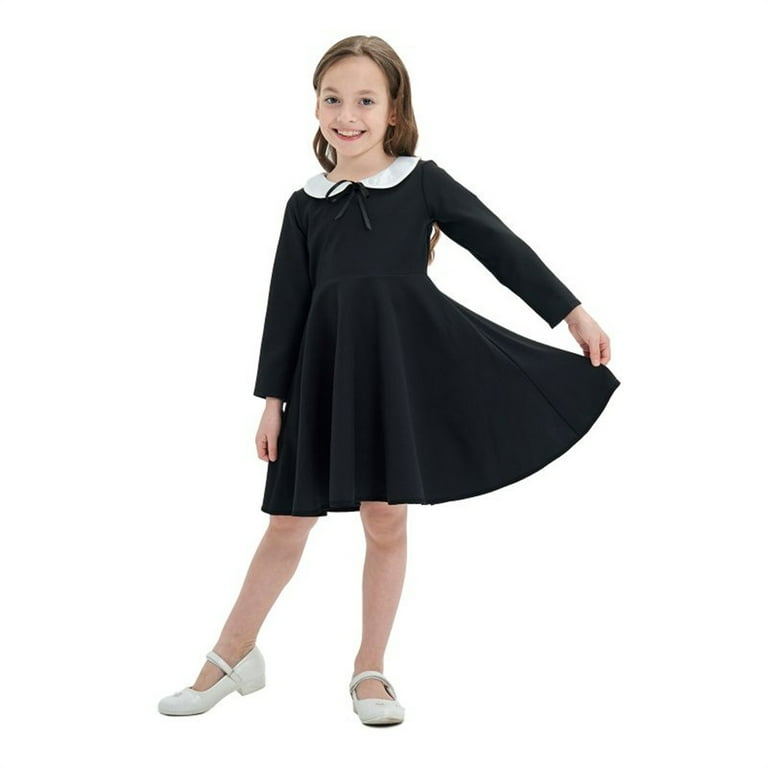 Tiijoy Big Girls Long Sleeve Polo Dress Casual School Uniform A Line Dress,  Sizes 7-8