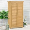 Eccomum Wooden Garden Shed 3-tier Patio Storage Cabinet Outdoor Organizer Wooden Lockers with Fir Wood (Natural Wood Color -Shutter Design)