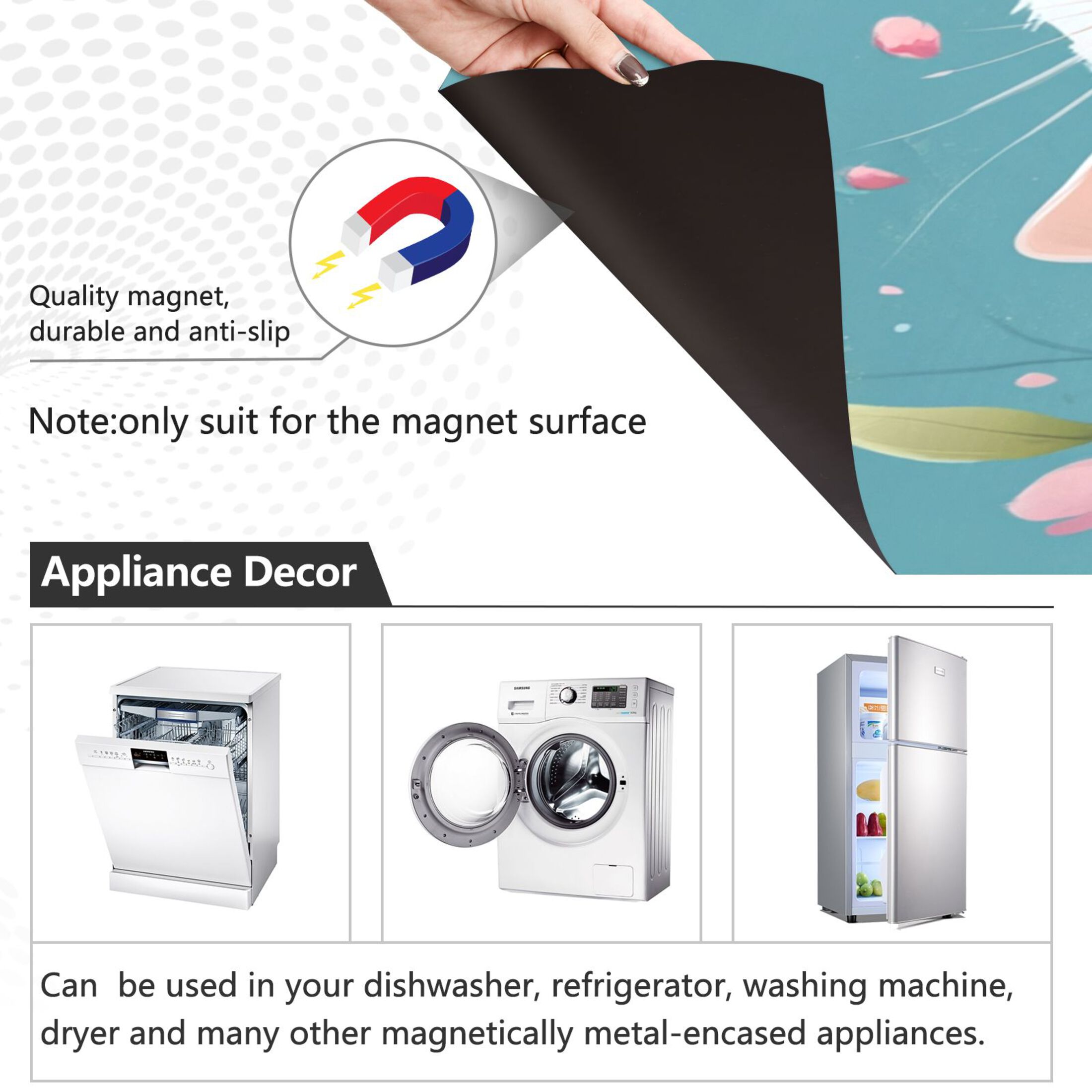Dishwasher Magnetic Sticker 23x26 Inch Refrigerator Magnetic Sticker Washing Machine Magnetic Sticker Kitchen Panel Magnetic Sticker Home Decor Super Cute Big Eyed Cat