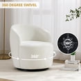 thumbnail image 3 of Swivel Barrel Chair, 360 Degree Swivel Small single Sofa with Wooden Frame and Upholstered, Modern Round Accent Arm Chairs for Indoor, Living Room, Dining Room, Bedroom and Shopping Mall, Ivory, 3 of 8