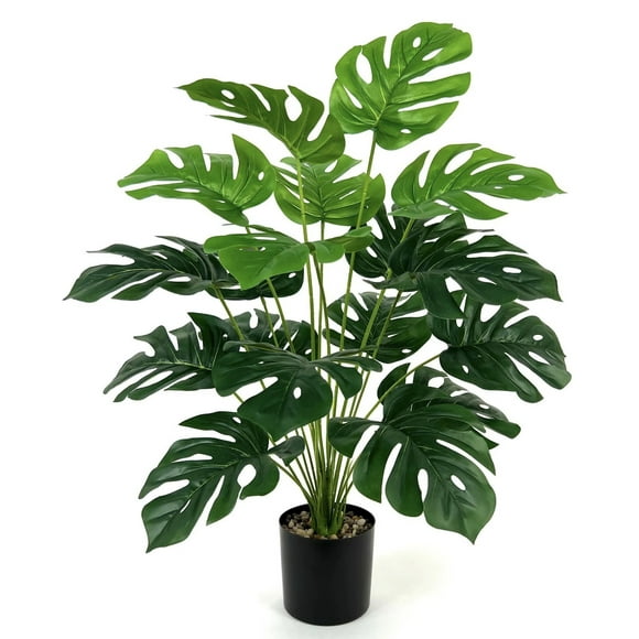 Monstera Artificial Faux Plant 24 Leaves 80cm, 32 inch Plastic Plants for Indoor Home Décor Greenery for Home Office Living Room