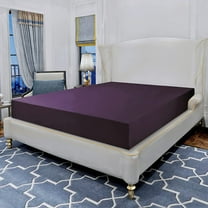 Elegant Comfort Single Fitted Sheet, Deep Pocket Solid Design, Polyester 1500 , California King Purple