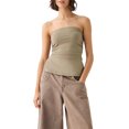 thumbnail image 1 of Gupgi Women's Tube Tops Slim Solid Color Bandeau Side Ruched Split Off Shoulder Backless Sleeveless Tops, 1 of 7