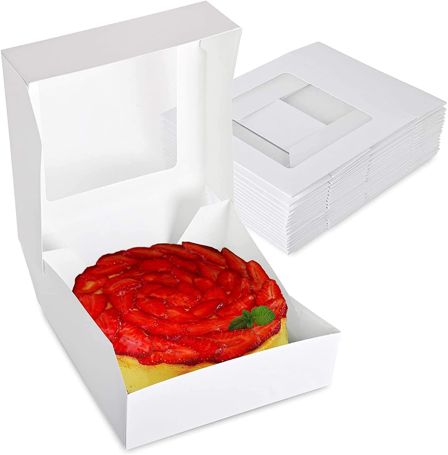 White Pie Box with Window White Bakery Box with Auto Popup Design