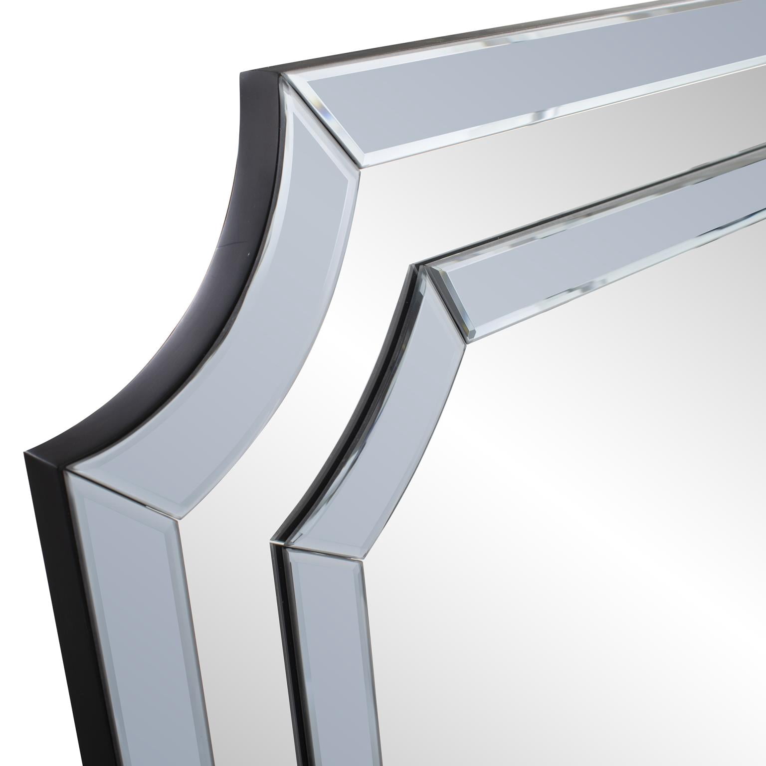 Tyler Dillon Rectangular Double Gray Mirror Bordered Wall Mirror with Scalloped Corners 48"H x 36"W