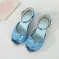 thumbnail image 6 of Zanarzt Baby Girls Shoes Sandals Girl's Dress Shoes Mary Jane Low Heel Wedding Party Princess Shoes for Toddler/Little/Big Kids Blue,1.5, 6 of 8