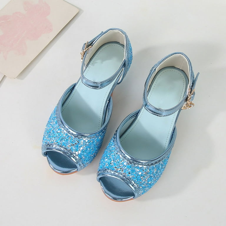 Liyamei Girls Dress Shoes with Heels - Sparkly Sequins Girl Sandals Open  Toe for Wedding Party Comfortable Bowknot Straps Size Blue 10.5-11 Years -  Walmart.com