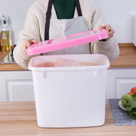 HOMOBABE 1Set 13.36X10.22X8.25in Pink Plastic Rice Holder Square Sealed for Food Storage