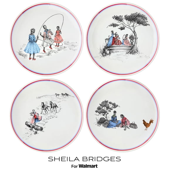 Sheila Bridges Harlem Toile Multicolor 9" Melamine Salad Plates, 4 Count