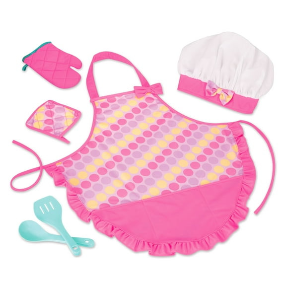 Battat Smart Cookie Chef's Apron Polyester Kids Chef Pink Costume with Hat, Toddler and Preschool Toys