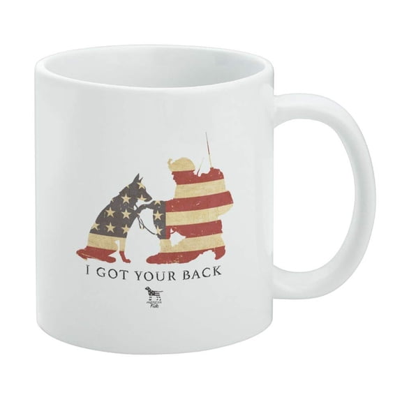 I Got Your Back Soldier and German Shepherd Dog American Flag White Mug