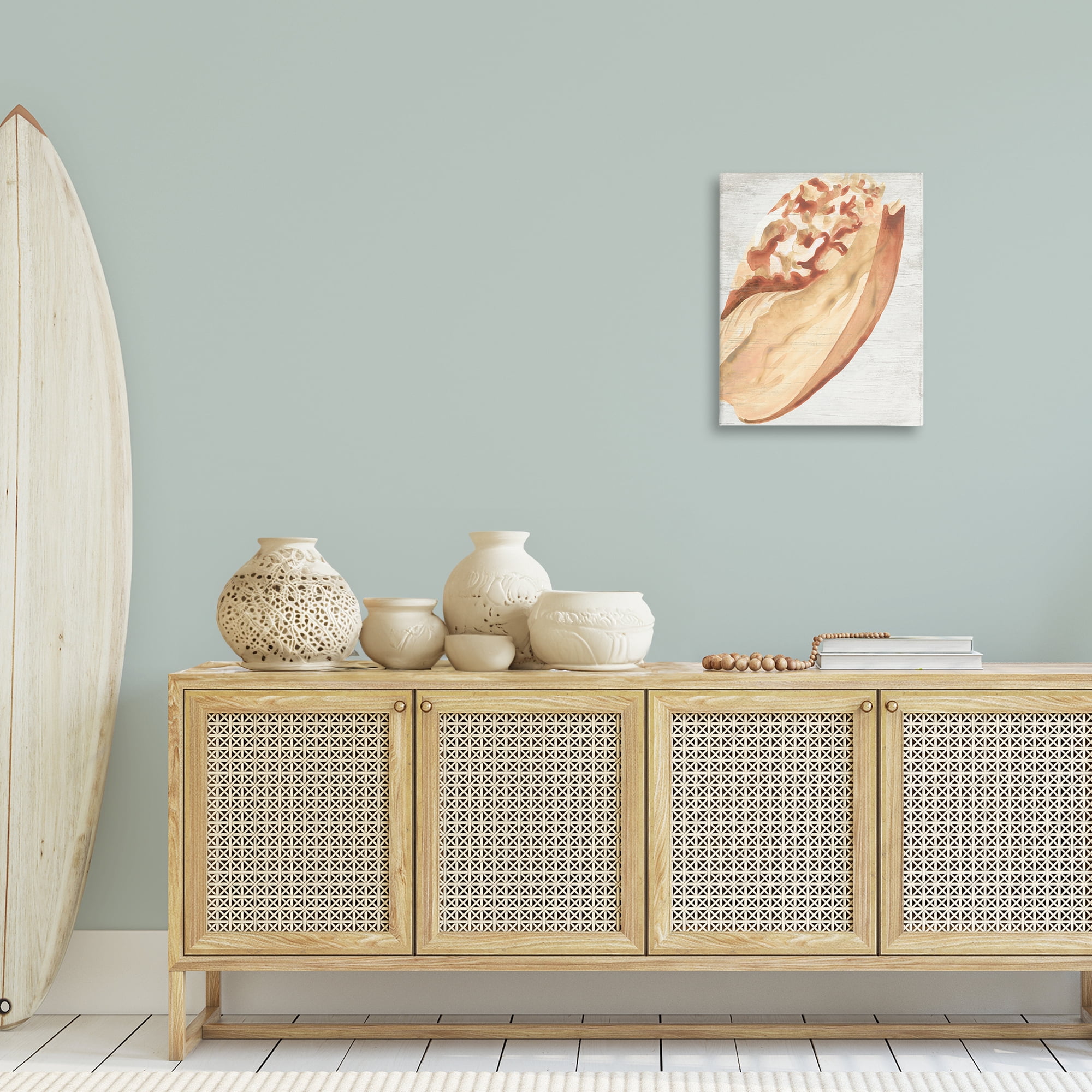 Stupell Industries Rustic Beige Shell Nautical & Beach Painting Wrapped Canvas Art Print Wall Art, 16 x 20