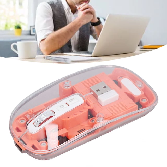 Transparent Mouse, Portable Ergonomic PC Mouse, BT1 BT2 2.4GHz 3 Mode Silent Adjustable DPI Rechargeable Transparent Mouse