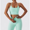 thumbnail image 2 of Sarapandan Women's Sports Bra - Fashionable, Casual, Shockproof, Backless, Cross Spaghetti Strap Yoga Bra for Sports, Exercise, Fitness - Lake Green, XL Sarapandan, 2 of 7