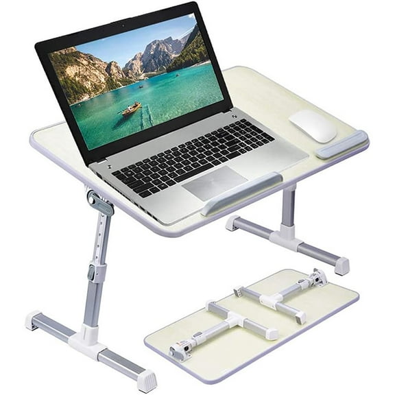 Adjustable Tray Table Lap Desk Fits up to 17-Inch Laptop, Medium, 12"x20", Cream