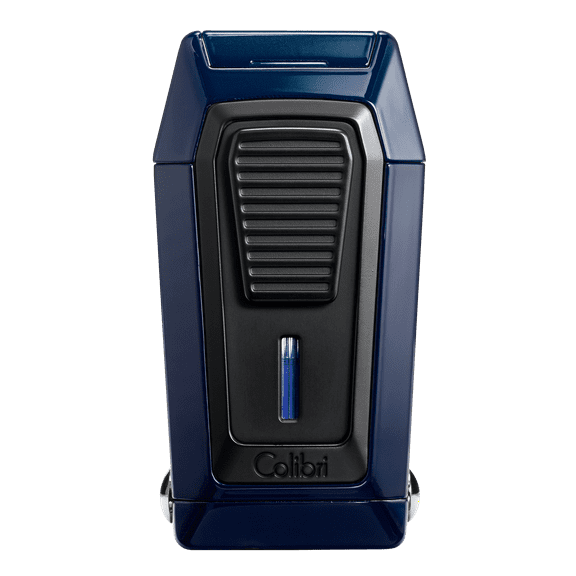 Colibri Quantum Triple Jet Lighter with Integrated Spring Loaded V-Cut Cigar Cutter for up to a Large 60  Ring Gauge, Wind Resistant, Altitude Tested, Refillable Butane (Midnight Navy)