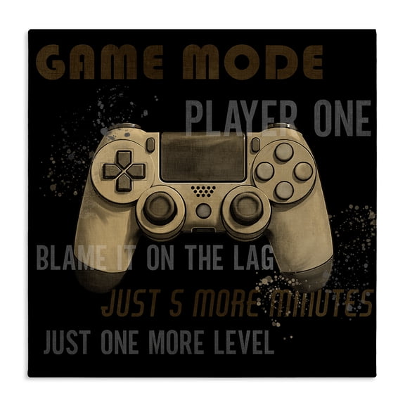 Stupell Industries Contemporary Gamer Phrases Vintage Style Canvas Art, 17 x 17, by Kim Allen