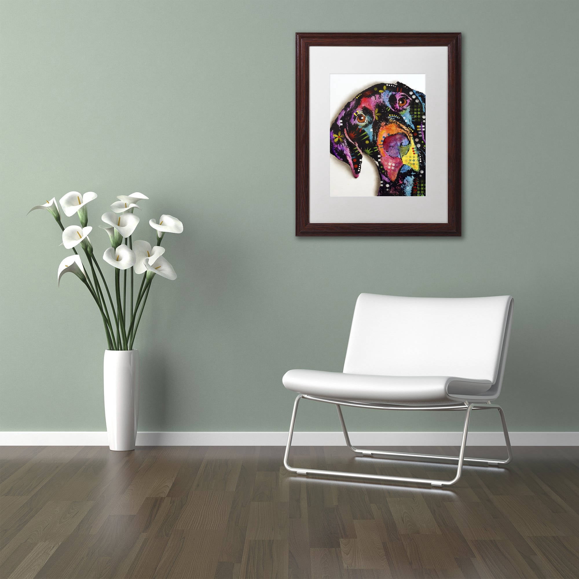 Trademark Fine Art "Pointer" Canvas Art by Dean Russo, White Matte, Wood Frame