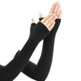 thumbnail image 2 of 1 Pair Fall Winter Gloves Fingerless Knitted High Elasticity Touchscreen Non-slip Elbow-Length Arm Warmers Arm Sleeves Keep Warm Windproof Cycling Wrist Covers, 2 of 8
