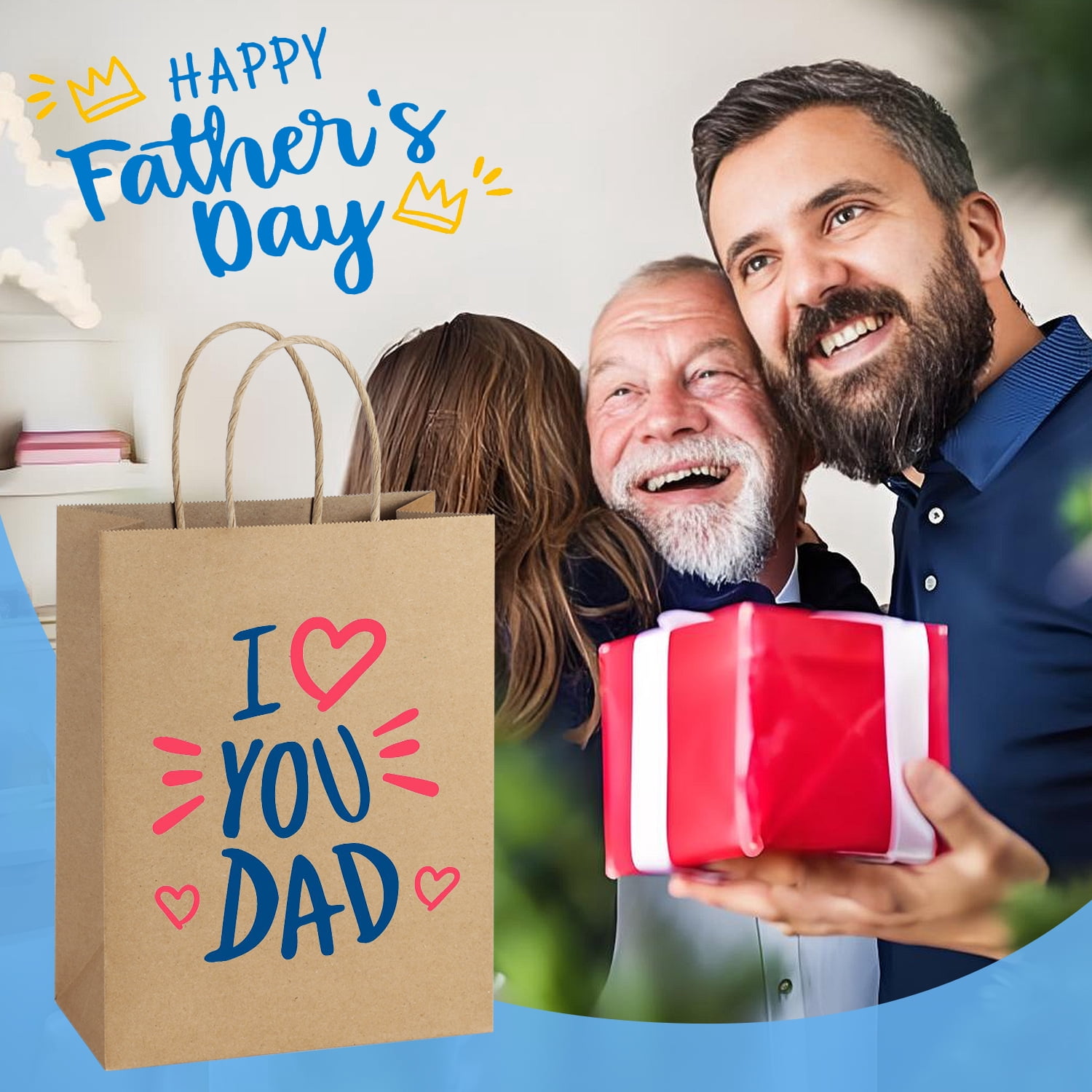 BagDream 100Pcs Brown Kraft Paper Bags with Handles, Paper Gift Shopping Bags Medium Size for Wedding, Father's Day, Baby Show and Birthday, 8"x4.25"x10.5"