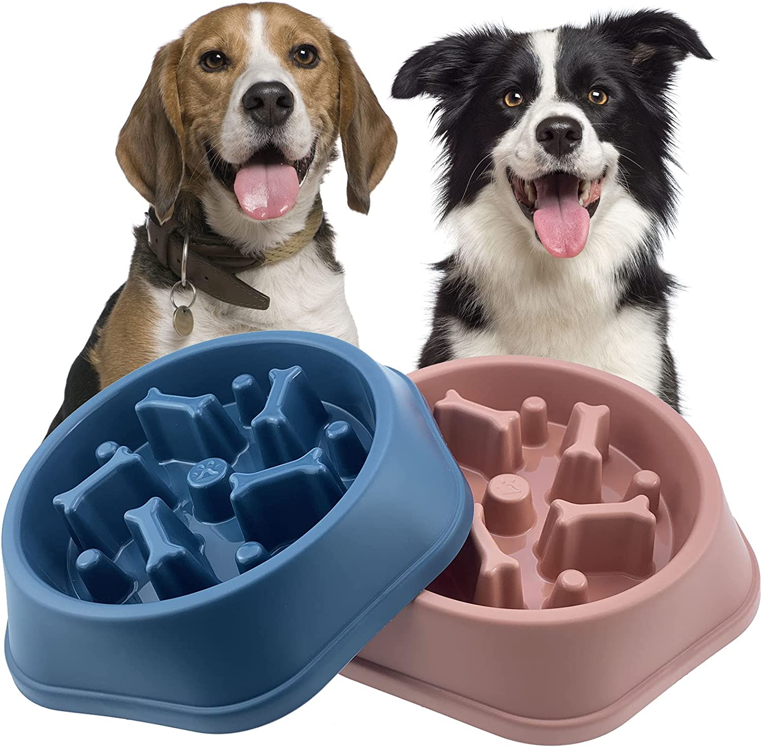 VREKEF Slow Feeder Dog Bowl Anti Gulping Healthy Eating Interactive