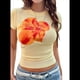 thumbnail image 1 of Camiseta de Corta con Estampado Floral Y2K para Mujer, Estilo Vintage, para Verano Amarillo M, 1 of 9