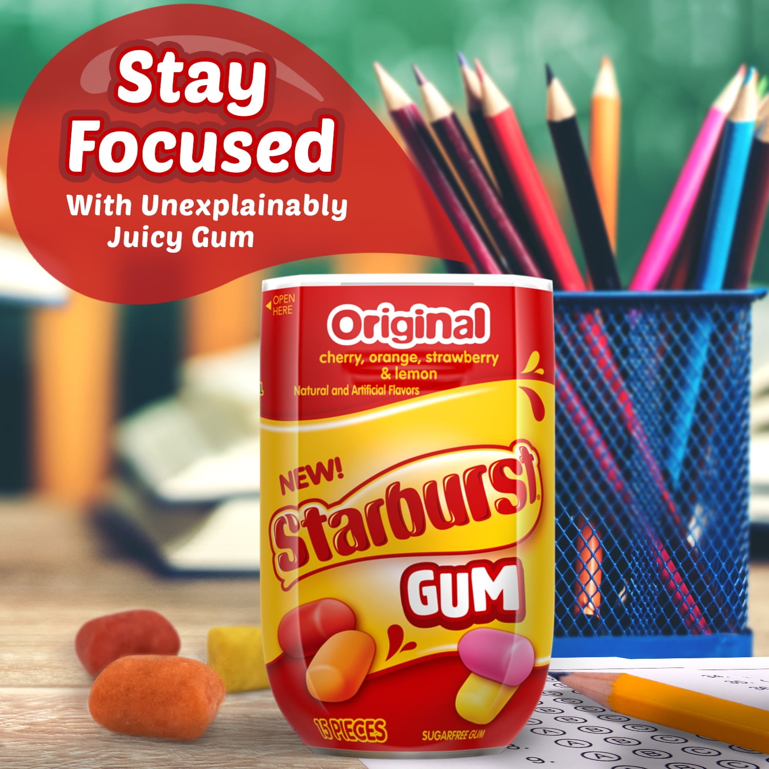 Starburst Original Chewing Gum Sugar Free Gum 15 Piece Bottle