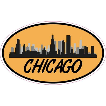 Chicago Truck Harness - 5in x 3in Orange Oval Chicago Skyline Sticker Car Truck Vehicle Bumper Decal