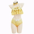 thumbnail image 4 of HAIKYUU Women Two Piece Anime Swimsuit Yellow Ruffled Bikini Set Beach Bathing Suit with Choker, L, 4 of 7