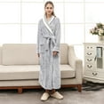 thumbnail image 4 of Gaexia Womens Robe Extra Long Flannel Bathrobe for Cozy Nightgown with Deep Pockets Soft Fabric Elegant Kimono Style Home Wear, 4 of 5