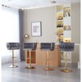 thumbnail image 4 of Tzicr Velvet Bar Stools Set of 4, Luxury Upholstered Bar Chairs with Woven Back & Footrest, Adjustable Counter Height Bar Chairs for Cafe, Pub, Bar Counter (Grey), 4 of 7