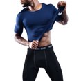 thumbnail image 6 of Cadmus Men's 3 Pack Compression Athletic Undershirts , Workout Gym Baselayer T-Shirts Tops ,0011#,Black / Grey / Navy,XX-Large, 6 of 7