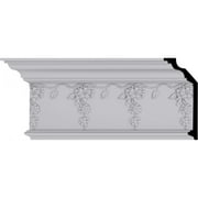 7 1/2"H x 3 1/8"P x 8 1/8"F x 94 1/2"L Flower Drop Crown Moulding