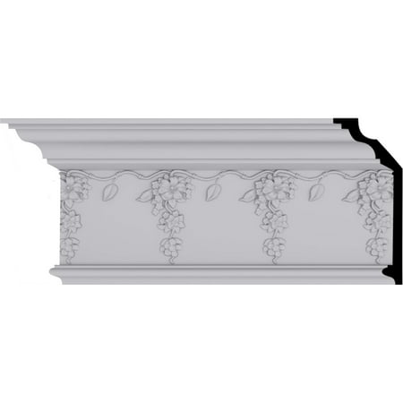 7 1/2"H x 3 1/8"P x 8 1/8"F x 94 1/2"L Flower Drop Crown Moulding