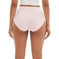 thumbnail image 3 of INSPIRE CHIC Women's High-Waisted Full-Coverage Underwear Wave Trim No Trace Briefs XS Pink, 3 of 5