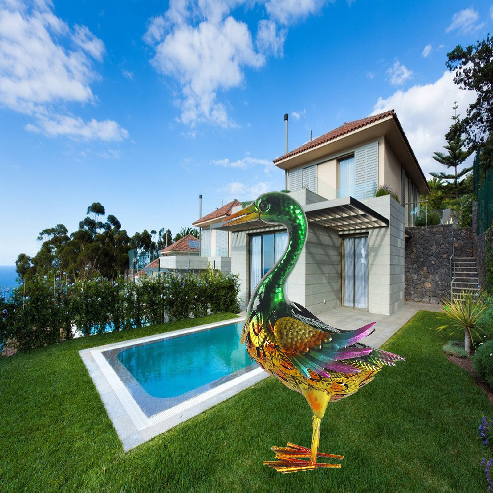 Realistic Duck Statue, Lifelike Metal Duck Sculptures&Statues, Animal Mallard Ducks Statue for Koi Pond Garden Yard,Outdoor Metal Ducks Yard Art