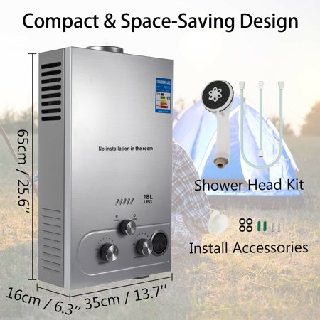 VEVOR 18L 4.8 GPM Propane Gas LPG Instant Hot Water Heater Tankless Boiler  with Shower | Walmart Canada