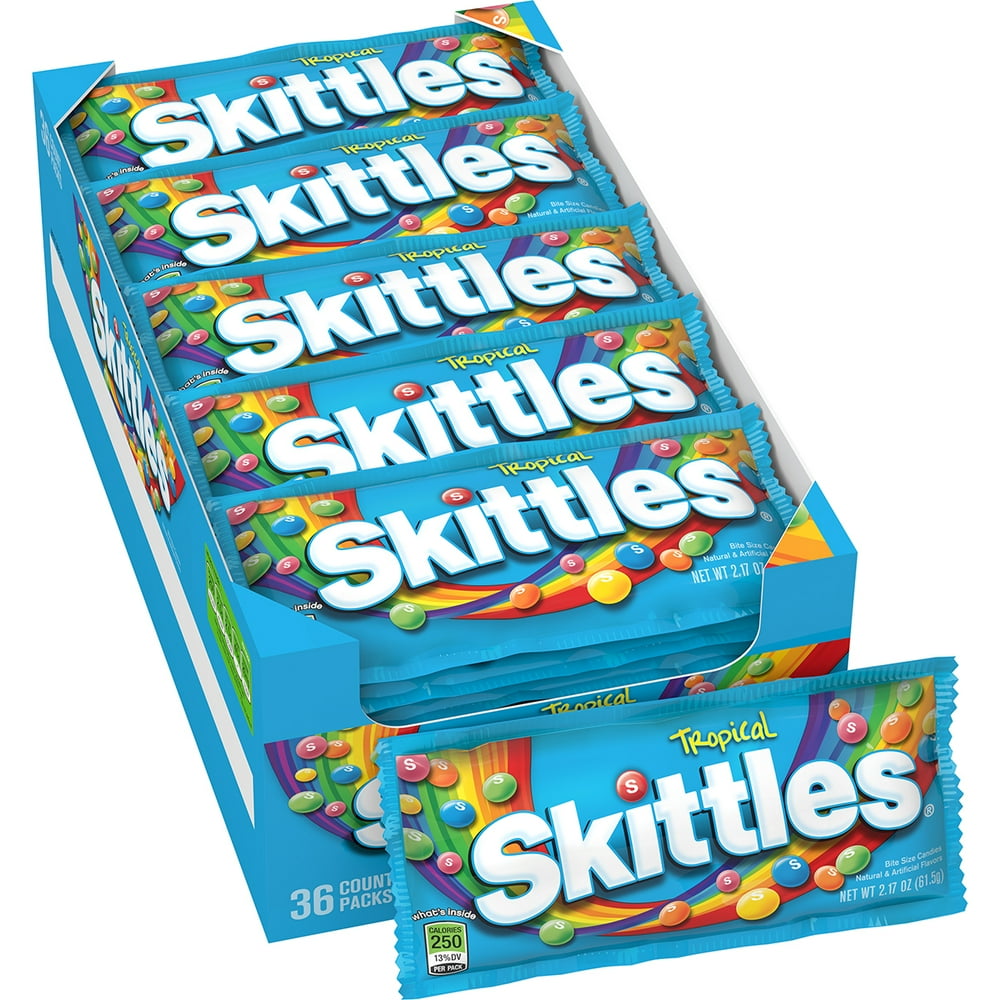 Skittles Tropical Fruity Candy, 2.17 Ounce, 36 Single Packs Walmart