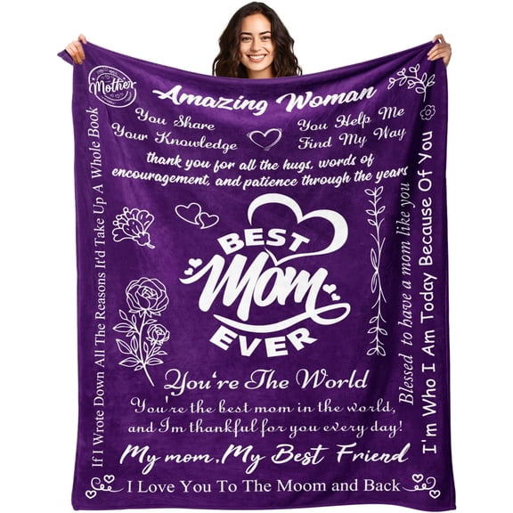 Gifts for Mom Birthday Gifts for Mom from Daughter Son Mom Birthday Gifts Mothers Day Blanket Gifts for Mom Christmas Valentines Day Gifts for Mom Best Mom Ever Gifts Throw Blanket 50"*60" Purple