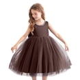 thumbnail image 2 of FAOWME Toddler Kids Girls Dress Sleeveless Round Neck Solid Color Comfortable Fashion Mesh Tutu Dresses For Wedding And Stage Performance,Brown,18-24 Months, 2 of 5