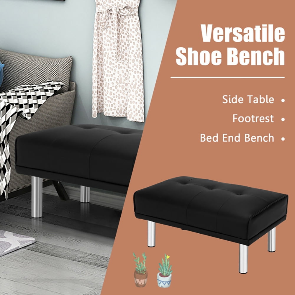 Finihen Modern Tufted Ottoman Bench, Rectangular Footstool, Rectangle Tufted Ottoman with Stainless Steel Legs, for Living Room, Bedroom, Black Finihen Modern Tufted Ottoman Bench, Rectangular Footstool, Rectangle Tufted Ottoman with Stainless Steel Legs, for Living Room, Bedroom, Black