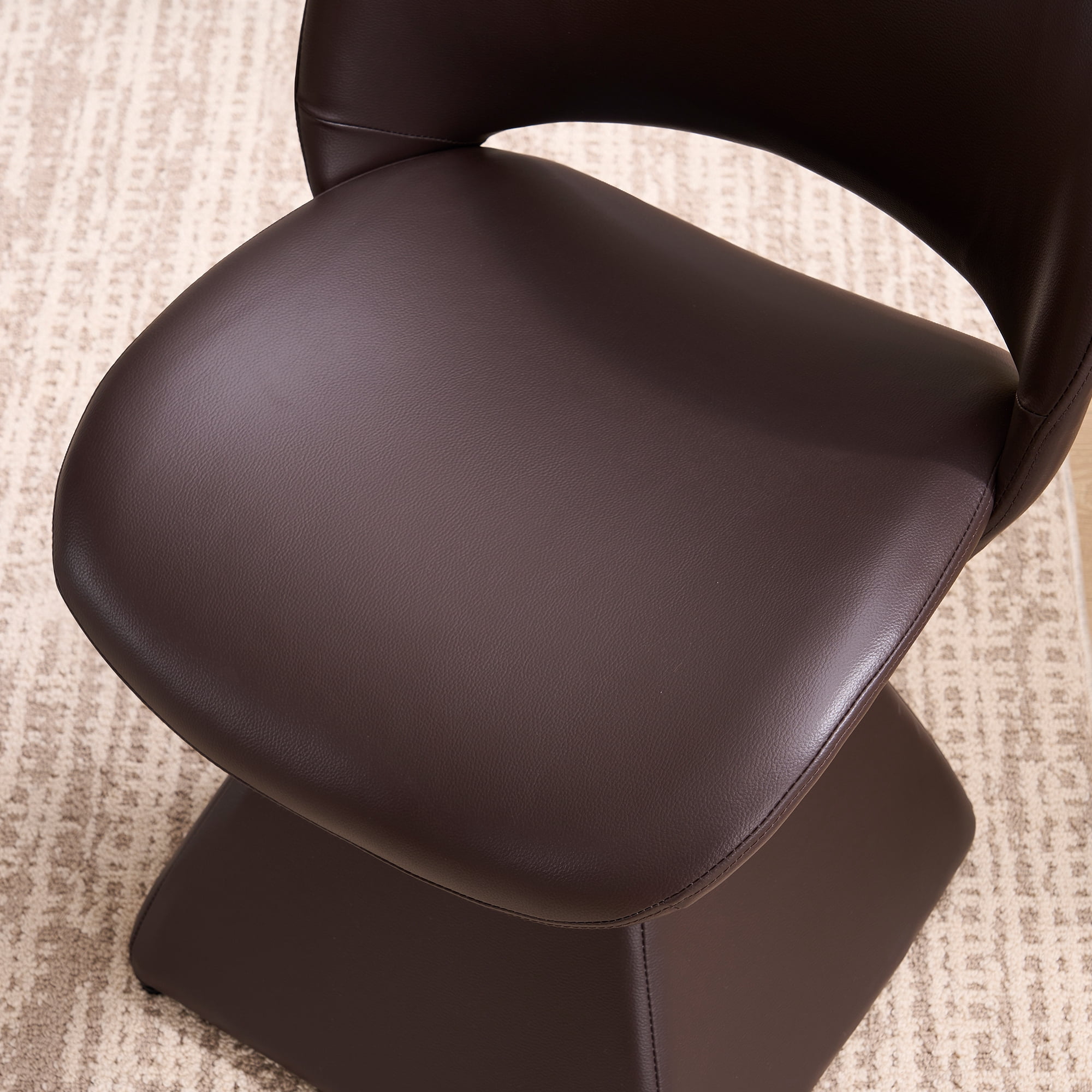 HOQBN Modern Swivel Dining Chair with Faux Leather, 360-Degree Upholstery Dining Chair with High Curved Back for Kitchen, Dining Room,Dark Brown