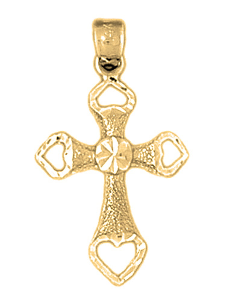 Silver Yellow Plated Cross Pendant 33mm