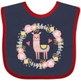 thumbnail image 3 of Inktastic Llama Rose Flower Wreath Girls Baby Bib, 3 of 4