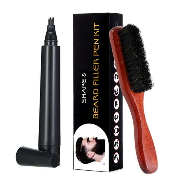TISHITA Beard Pencil Filler Kit Brush Fork Tip Filling Pen Coloring for Men Brown