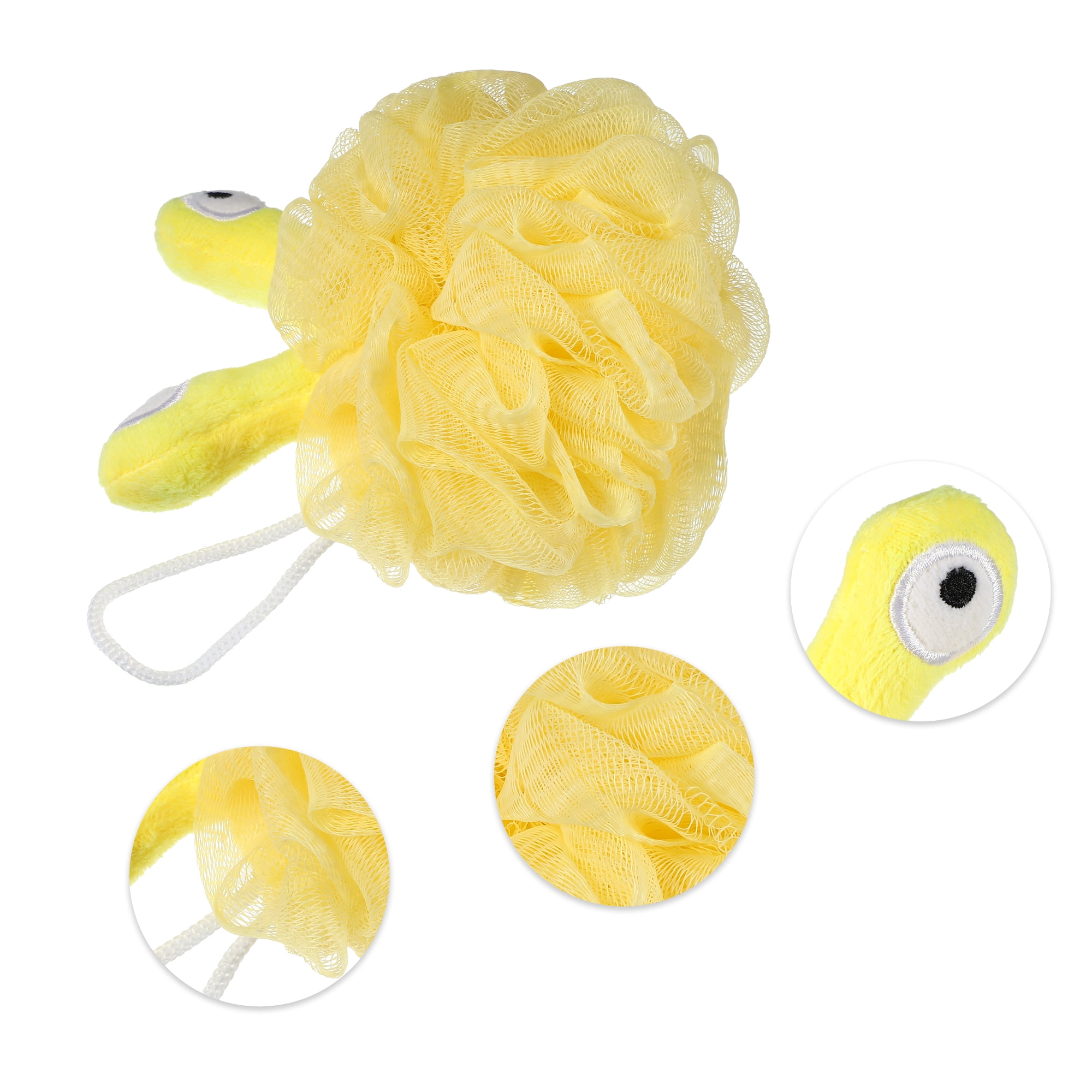 Unique Bargains Cartoon Bath Loofah Sponge Body Puffs for Shower 5.51"x4.72" Yellow