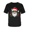thumbnail image 4 of Christmas Shirt for Men Short Sleeve Crewneck Santa Print Pullover Top Black 2XL, 4 of 4