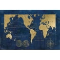 thumbnail image 2 of Robinson, Carol 18x13 White Modern Wood Framed Museum Art Print Titled - Indigo World Map, 2 of 4