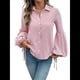 thumbnail image 2 of Camisas de Mujer con Botones, Blusas de Larga A Rayas con Bolsillo, Cuello Informal, Blusas de Oficina. Rojo XL, 2 of 10